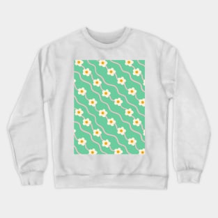 Wavy ditsy floral pattern in green Crewneck Sweatshirt